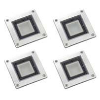 Set Of 4 Solar Square Decking Lights
