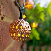 Elan Solar Copper Ball Lanterns - 20 LEDs