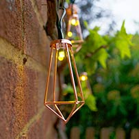 Elan Solar Copper Pendant Lanterns - 20 LEDs